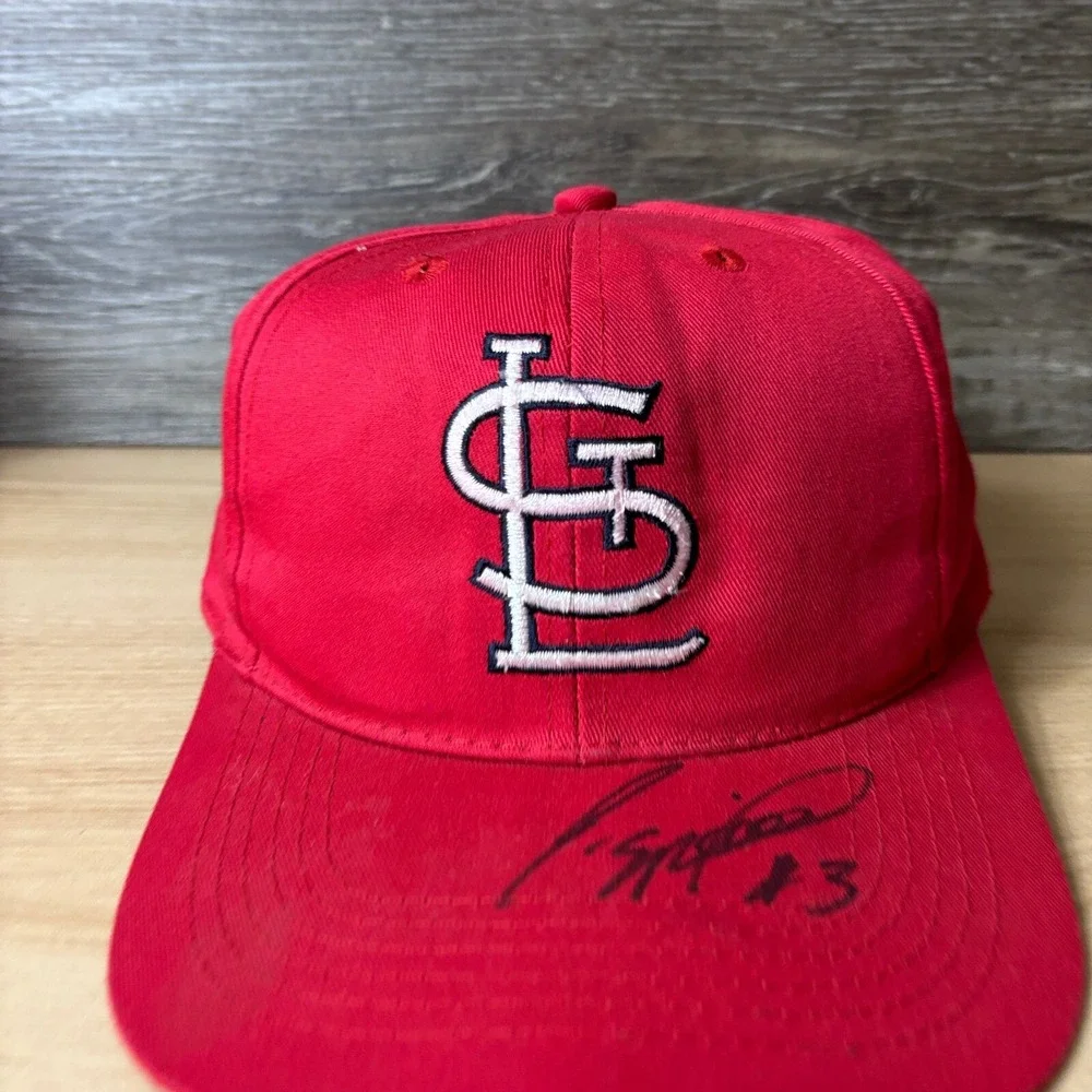 Vintage St Louis Cardinals Hat Cap Snap Back Red MLB Baseball Autographed